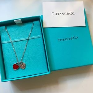 Return to Tiffany Red Double Heart Tag Pendant